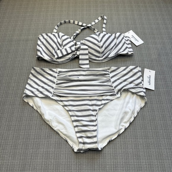 New Swimsuits for‎ All Bikini Set High Waisted Black White Nautical size 24